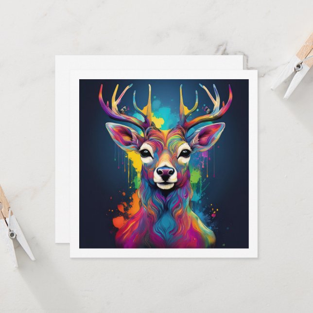 Invitation - The Colorful Deer (Front/Back In Situ)