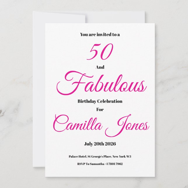Invitation to a 50th Birthday Party (Front)