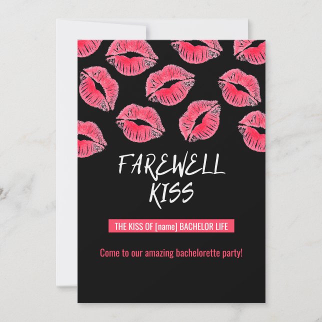 Invitation to a Bachelorette Party "Farewell kiss" (Front)