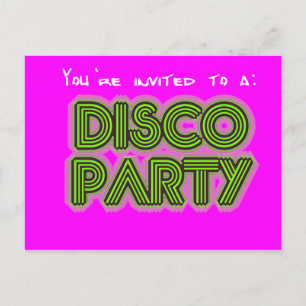 Invitation to a disco party postcard
