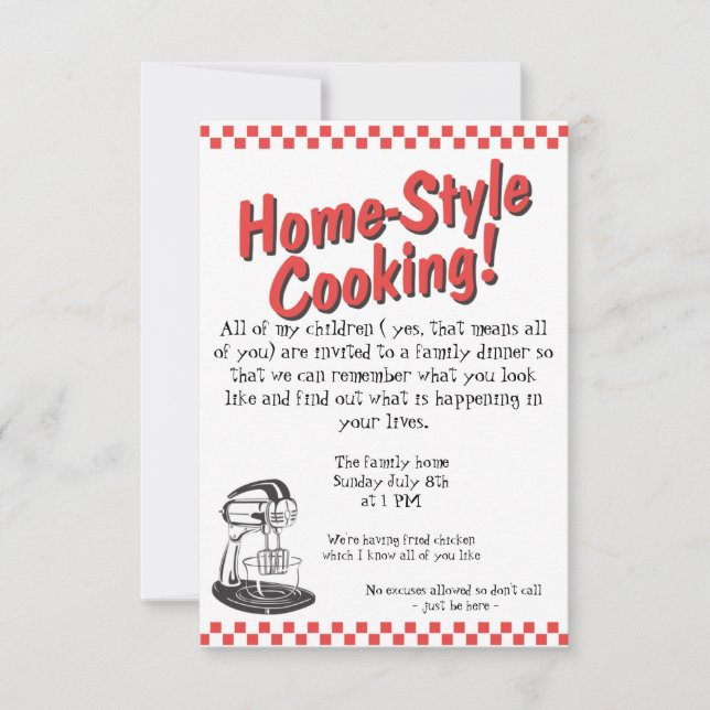 Invitation to a Much Needed Family Dinner (Front)
