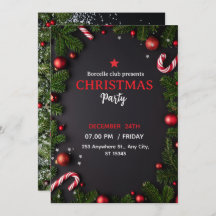 Invitation to a rustic Christmas party with a beau
