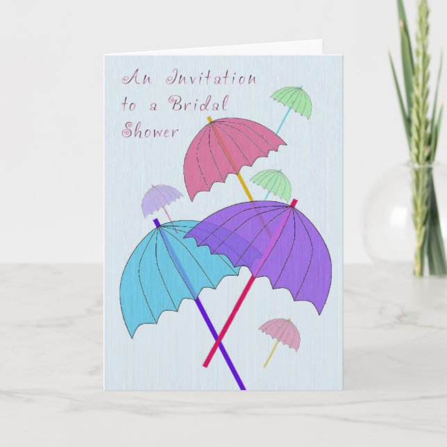 Invitation to Bridal Shower Card with Umbrellas (Front)