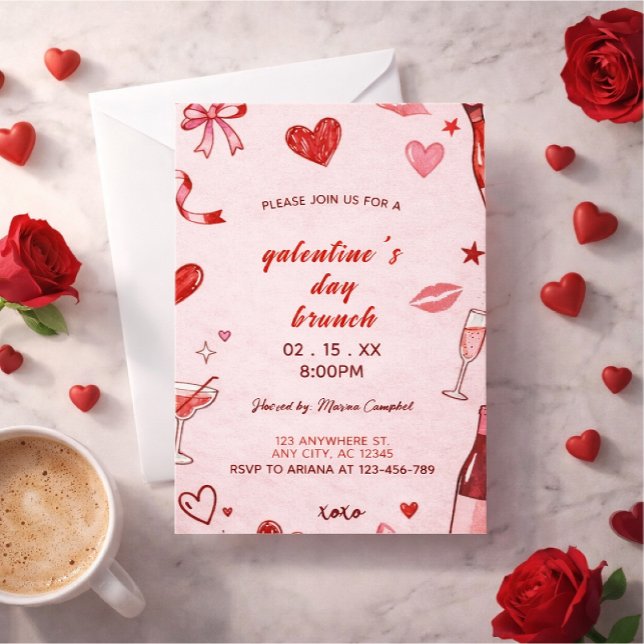 Invitation to brunch at Galentine's pink coquettis (Creator Uploaded)