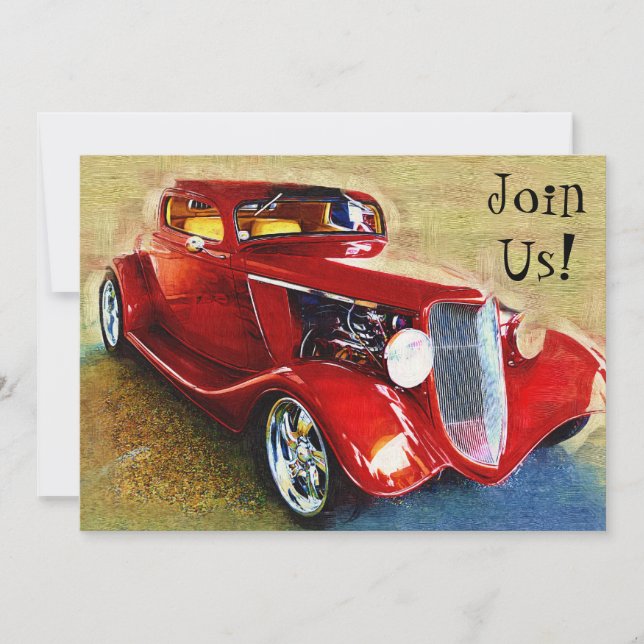 Invitation to Celebration with Classic Car (Front)