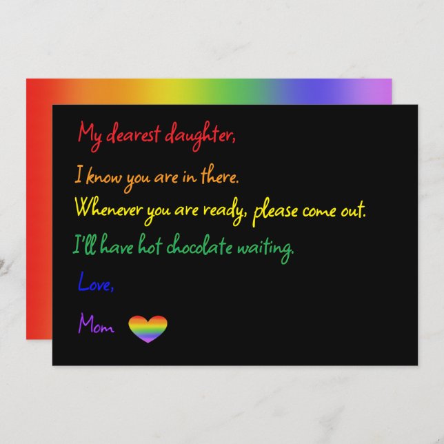 Invitation to Coming Out To Daughter from Mum (Front/Back)