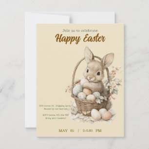 invitation to Easter with   cute Rabbit