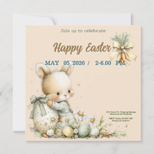 invitation to Easter with cute Rabbit