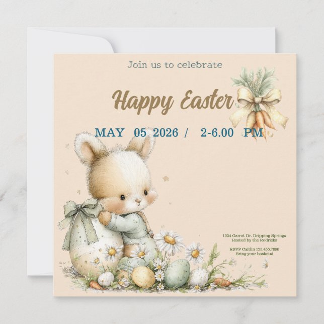 invitation to Easter with cute Rabbit (Front)