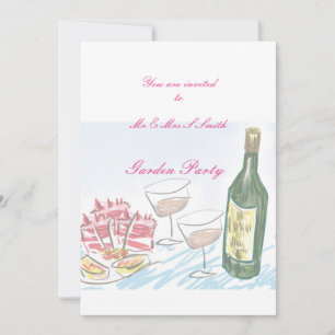 Invitation to garden party wine and food