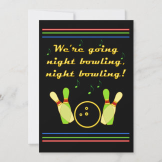 Invitation to go Night Bowling Neon Retro Styling