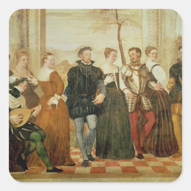 Invitation to the Dance, 1570 Square Sticker (Front)