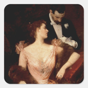 Invitation to the Waltz, 1895 (oil on canvas) Square Sticker
