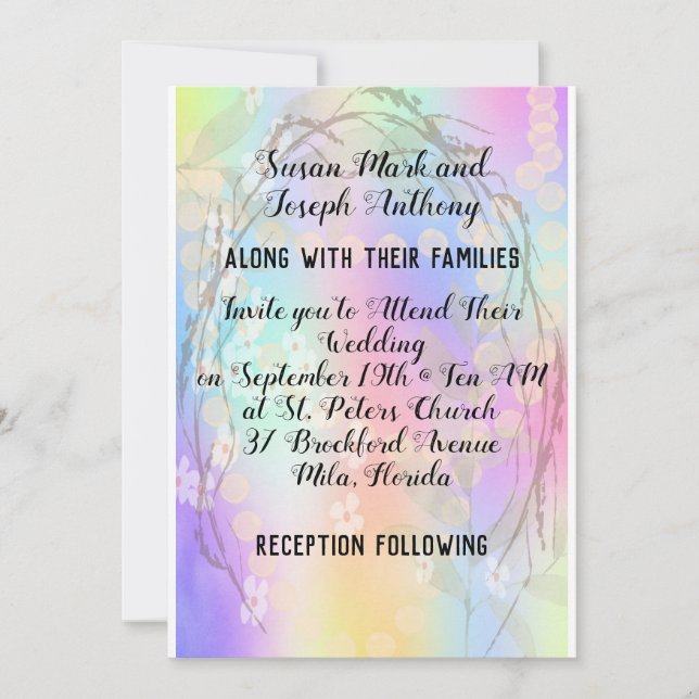 Invitation to Wedding with Designer Background (Front)