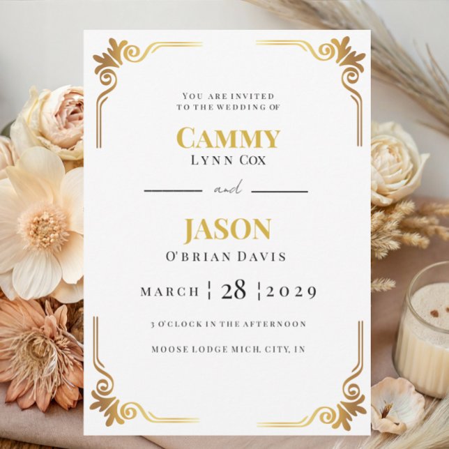 Invitation Wedding Gold Scroll Corner Frame  (Creator Uploaded)