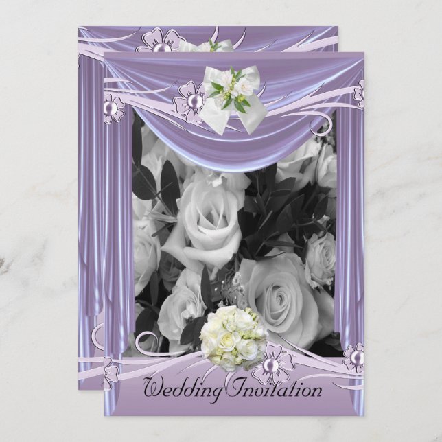 Invitation Wedding Lilac Mauve Floral (Front/Back)