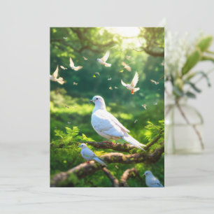 Invitation White Bird's in the Green Forest 