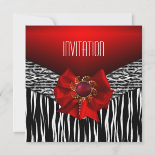 Invitation Wild Red Black White
