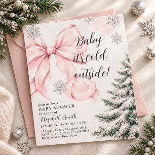 invitation with a Christmas and snowflake theme
