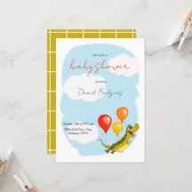 Invitation with crocodile for baby showers