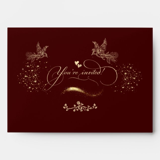 invitation with golden pigeons envelope (Front)