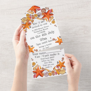 Invitation  With RSVP - Shells Theme Invite