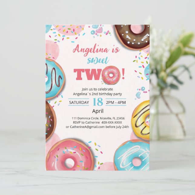 Invitation Yummy Doughnuts (Standing Front)