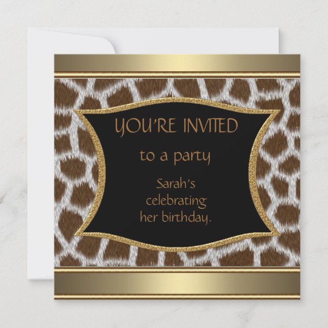 Invitations Announcements Giraffe Gold (Front)
