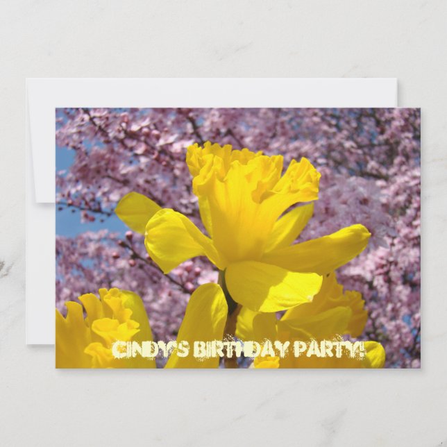 Invitations Birthday Party Cards Spring Daffodils (Front)