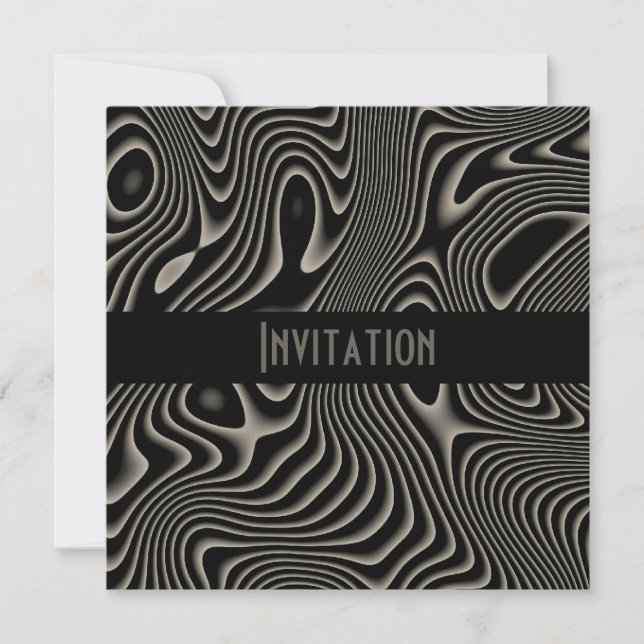 Invitations Black & White Style Abstract Print (Front)