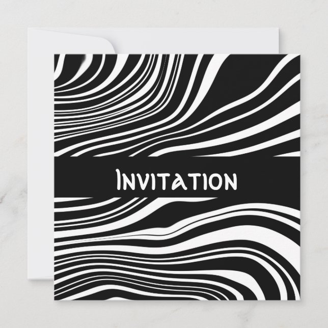 Invitations Black & White Style Abstract Print (Front)