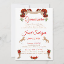 Invitations Charro Quinceañera Charra Red