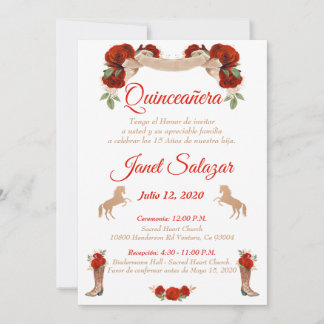 Invitations Charro Quinceañera Charra Red