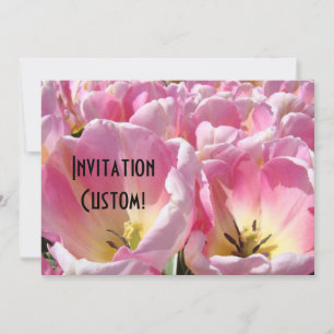 Invitations Custom Pink Tulip Flowers Garden Flora