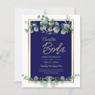 Invitations De Boda Elegantes Navy Blue Gold