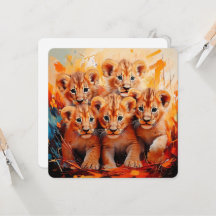 Invitations - Five Lion Cubs Artwork