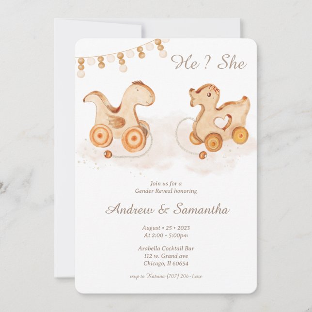 Invitations For Baby Gender Reveal Party (Front)