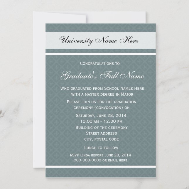 Invitations for graduation ceremony (convocation) (Front)