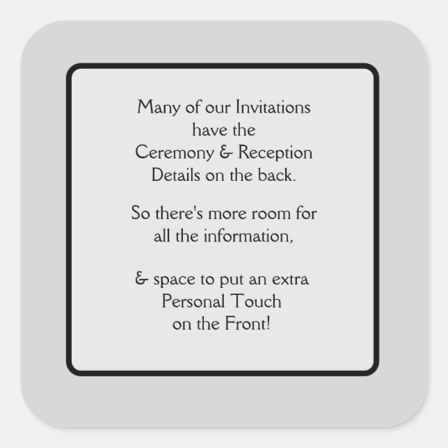 Invitations Note Square Sticker (Front)