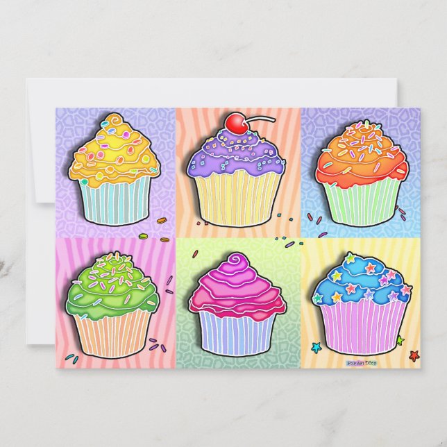 Invitations - Pop Art Cupcakes (Front)