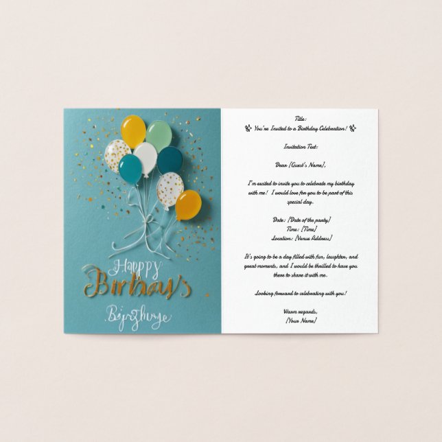 Invitations Professional Foil Card (Inside)