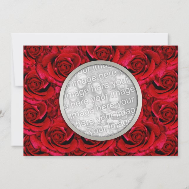 Invitations template - customisable red roses (Front)
