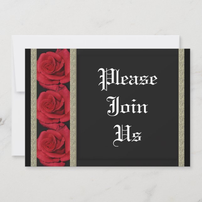 Invitations template - customisable red roses (Front)
