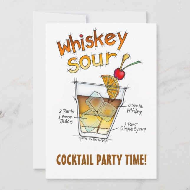 INVITATIONS - WHISKEY SOUR RECIPE COCKTAIL ART (Front)