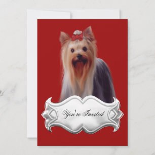 Invitations Yorkshire terrier Puppy Dogs Red