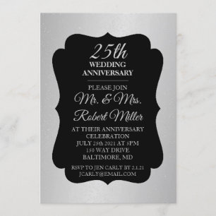 Invite - 25th Wedding Anniversary Silver Confetti