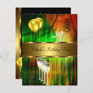 Invite 30th Birthday Party Green Yellow Balloons