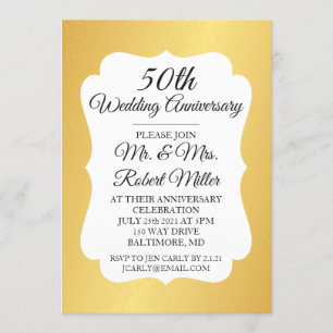 Invite - 50th Wedding Anniversary Gold Confetti