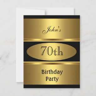 Invite 70th Birthday Party Gold Black Mens