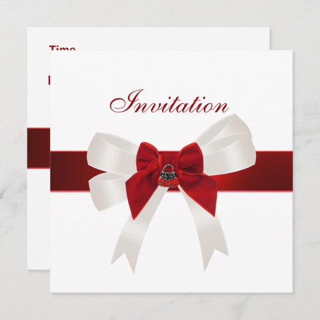 Invite All Occasions Red White Cute Bow (Front/Back)